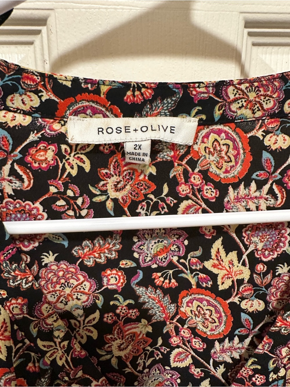 Rose & Olive Black Floral Tunic with Red and Cream Accents - Picture 2 of 2